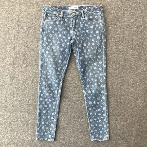 ADRIANO GOLDSCHMIED + LIBERTY ART FABRICS Floral Print Denim Blue Jeans Size 27R - Picture 2 of 16